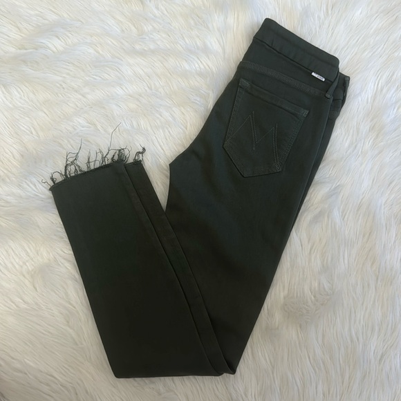 Mother Looker Ankle Fray Skinny Just For Kicks Emerald Green Denim Jeans Size 25 - Picture 9 of 16